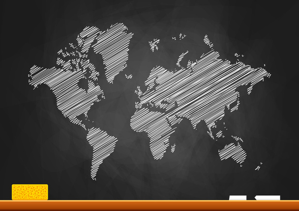 World map on blackboard - Vector, afbeelding