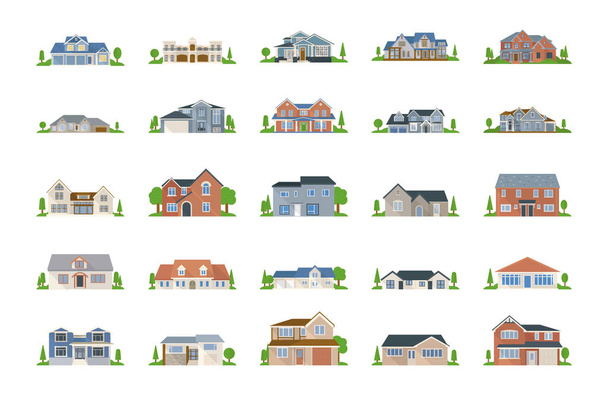 This trendy pack of real estate vector icons are just perfect for real estate agencies and home insurance agencies, adverts and promotional materials.  - Vector, Image