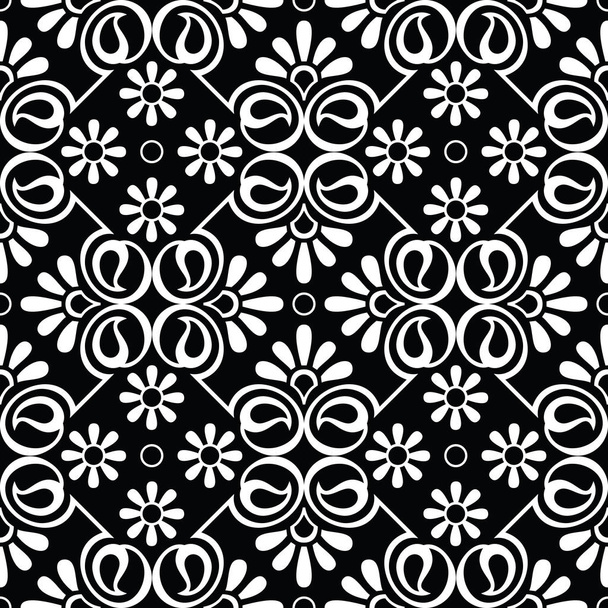 Seamless black and white damask wallpaper - Vector, Image