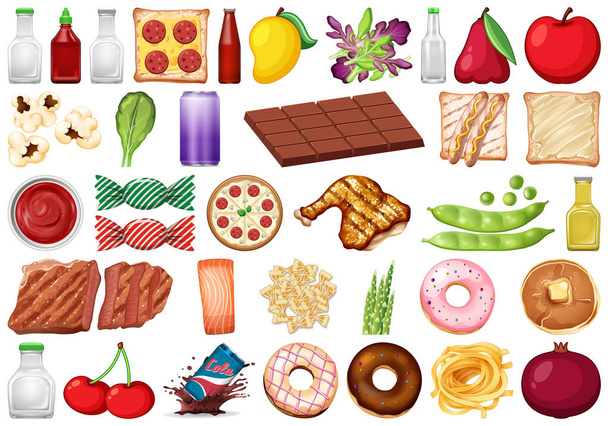 Conjunto de objetos isolados tema - alimentos e bebidas
 - Vetor, Imagem