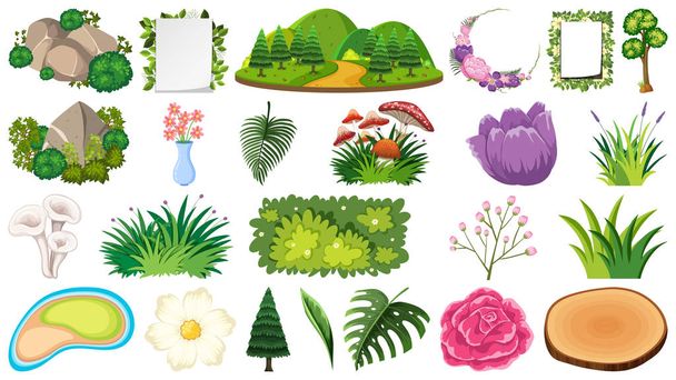 Conjunto de diferentes plantas tropicais
 - Vetor, Imagem