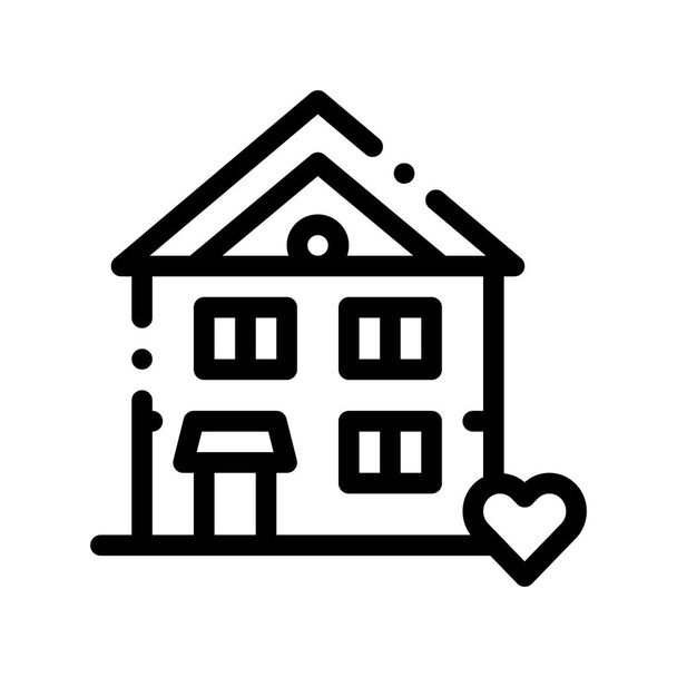 建物の家の生活ホームベクトル細線アイコン - ベクター画像