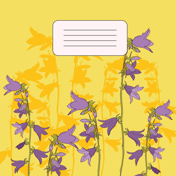 Floral card with bellflowers - Vector, imagen