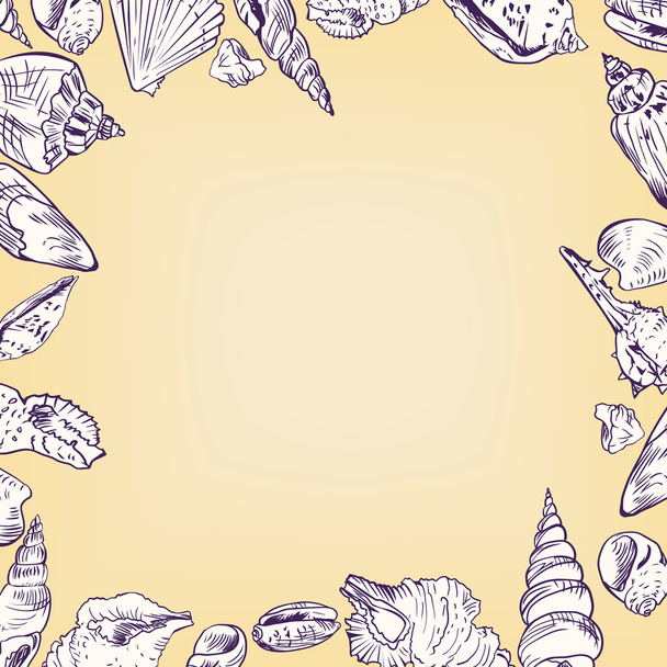 Frame of linear drawing shells - Vector, Image