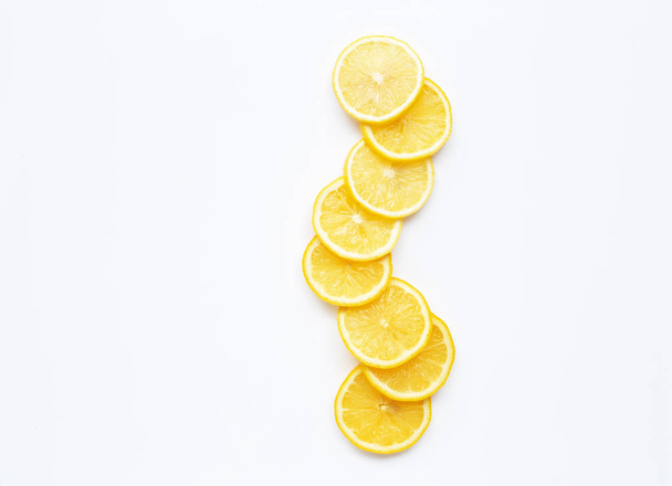 Fresh lemon slices on white  - Fotoğraf, Görsel
