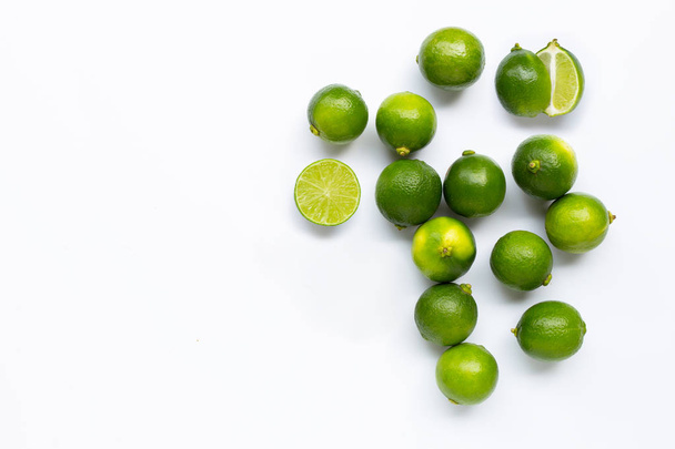 Fresh Limes isolated on white background.  - 写真・画像