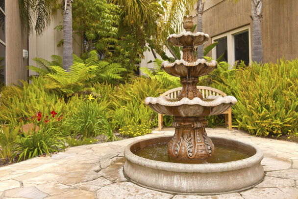 Smal backyard garden fountain San Diego California. - Photo, Image