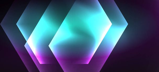 Shiny hexagon neon template. Futuristic digital technology concept. Vector abstract graphic design. - Vector, Image