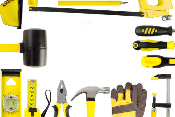 Construction tools collection on white background - Photo, Image