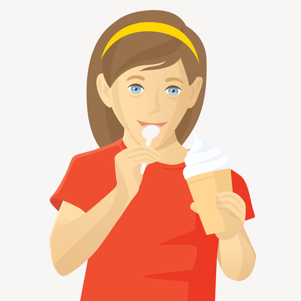 Vektori tyttö syö jäätelöä
 - Vektori, kuva