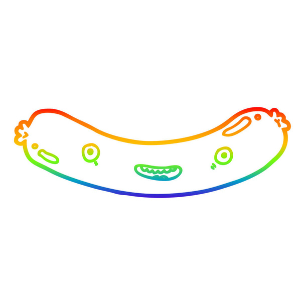 Rainbow Gradient Line Zeichnung Cartoon Wurst - Vektor, Bild