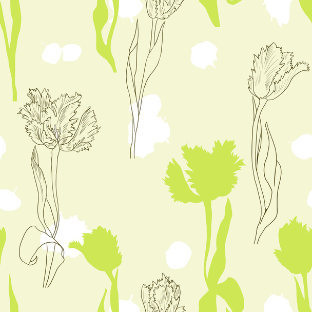Vector seamless pattern from flowers of tulips - Vector, Image