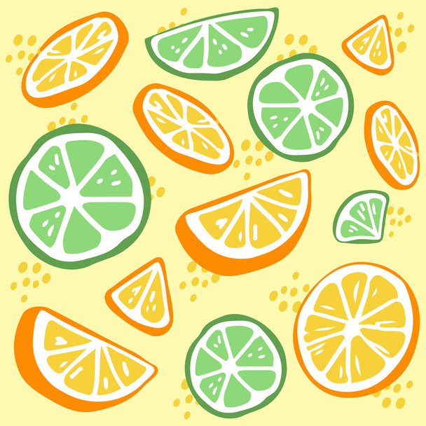 λεμόνια και λάιμ φέτες ομαλή μοτίβο, απλά διανυσματική απεικόνιση   - Διάνυσμα, εικόνα