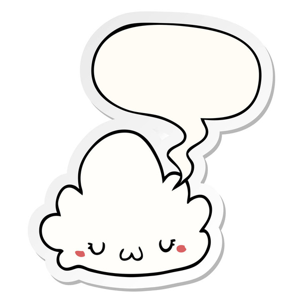 χαριτωμένο καρτούν σύννεφο και ομιλία αυτοκόλλητο φούσκα - Διάνυσμα, εικόνα