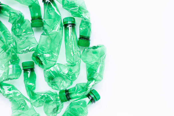 Plastic bottles on white background. - Foto, imagen