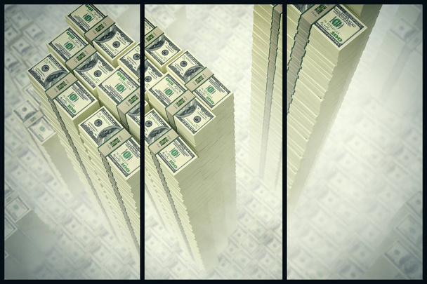 お金のシティ - 3Dレンダリング - 写真・画像