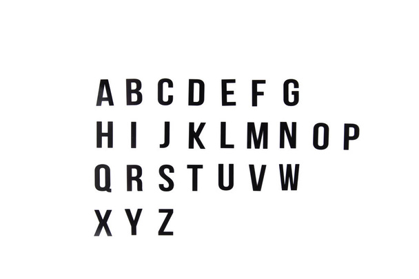 Anglické abecedy. Černá písmena na bílém pozadí. Izolované - Fotografie, Obrázek