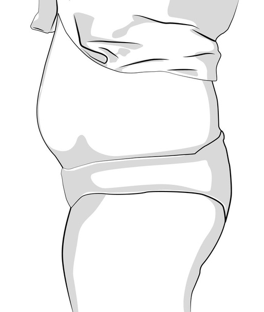 Women with fat belly. Women with a fat waist. - Vector, Image