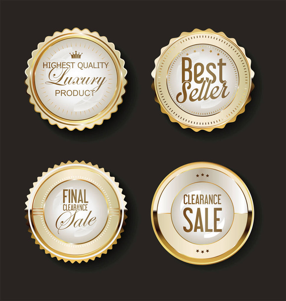 Collection of luxury golden design elements labels  - Вектор,изображение