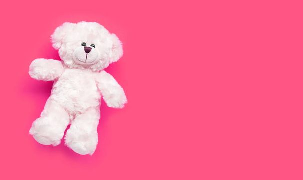 Brinquedo urso branco no fundo rosa
. - Foto, Imagem