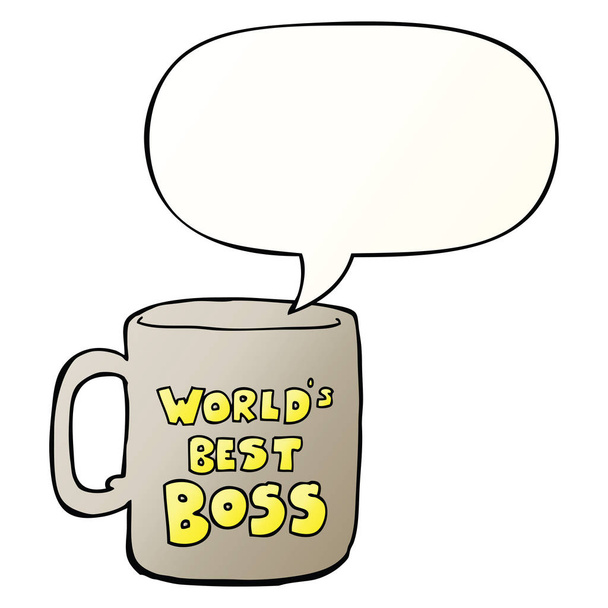 worlds best boss mug and speech bubble in smooth gradient style - Vector, Image