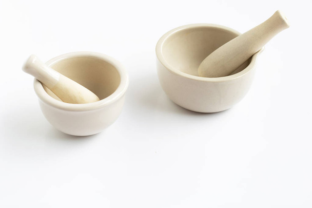 Mortar and pestle on white  - Photo, Image