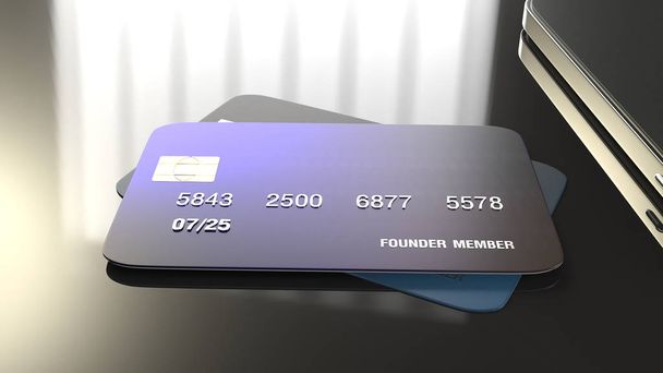 Renderowanie kart kredytowych 3D dla koncepcji biznesowej. - Zdjęcie, obraz