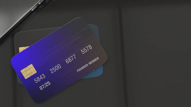 πιστωτική κάρτα 3D απόδοση για την επιχειρηματική έννοια. - Φωτογραφία, εικόνα