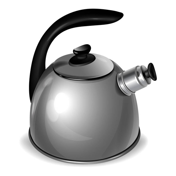 Metal kettle isolated on white background. Tea pot. Chai. Vector illustration - Vektor, Bild