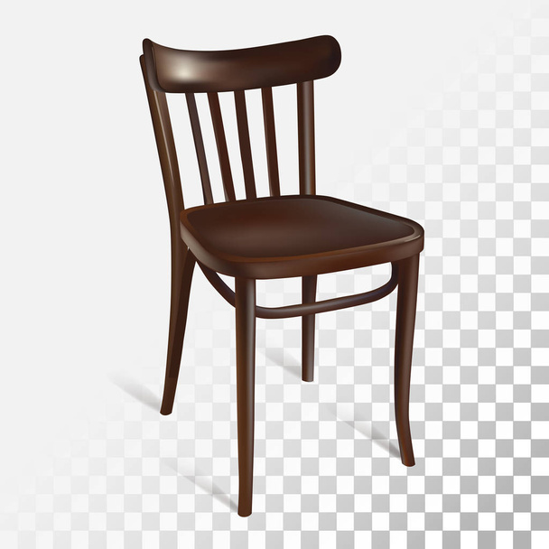 Elegantní dřevěná židle s zadní místností pro obývací pokoj. Vektorová ilustrace. - Vektor, obrázek