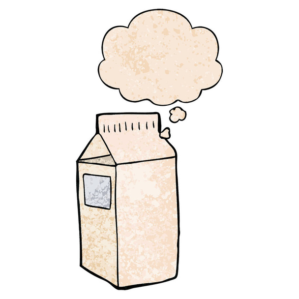 cartoon milk carton and thought bubble in grunge texture pattern - Vector, Image