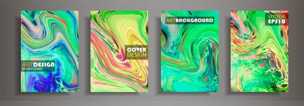 Modern design A4.Abstract marble texture of colored bright liquid paints.Splash neon acrylic paints.Used design presentations, print,flyer,business cards,invitations, calendars,sites, packaging,cover. - Vector, Image