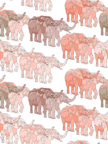 Modèle d'éléphants, art d'impression et d'impression
 - Vecteur, image