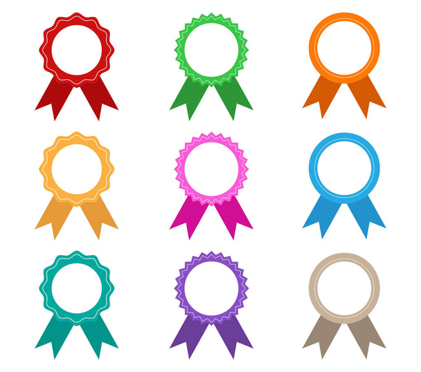 Collection of colorful award ribbons vector set isolated on white background - Vector illustration  - Vector, Image