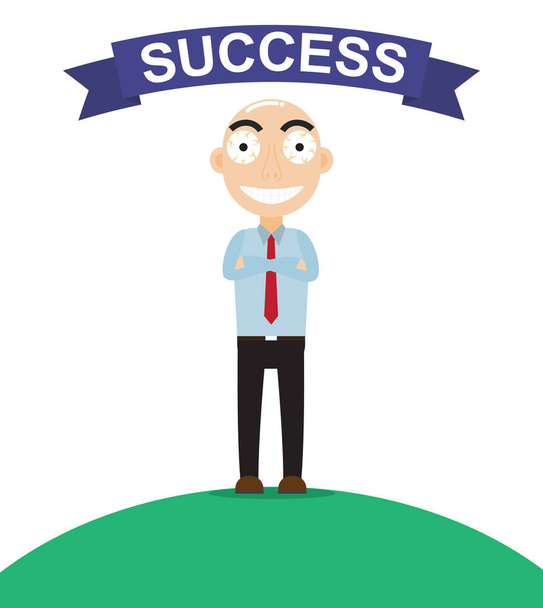Happy businessman look like so proud about work success  - Vector illustration - Vector, Image