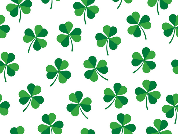 Seamless pattern of clover leaves on white background - St Patrick day  - Vector, Image
