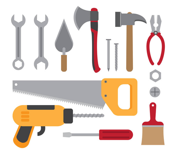 Illustration vectorielle de la collection d'outils de travail de construction isolés sur fond blanc
 - Vecteur, image