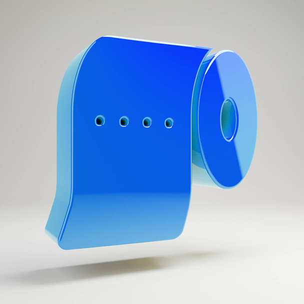 Иконка объемной глянцевой синей туалетной бумаги на белом фоне
. - Фото, изображение