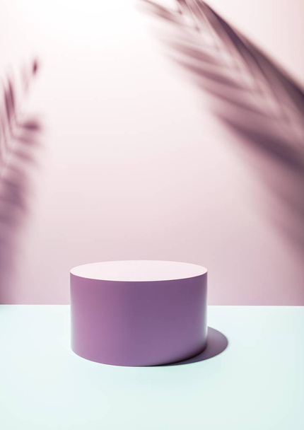 Ronde display plint op roze studio achtergrond - Foto, afbeelding