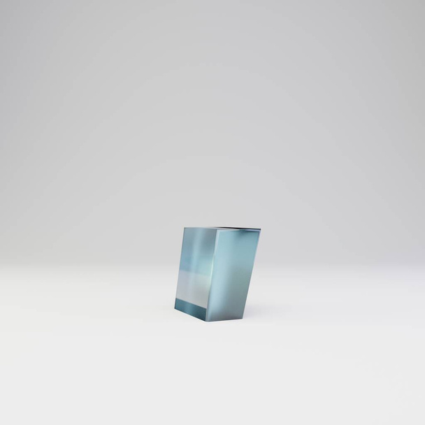 Ice 3D symbol śpiączki. Przezroczysta czcionka lodu z błyszczącymi refleksami i cień na białym tle. - Zdjęcie, obraz