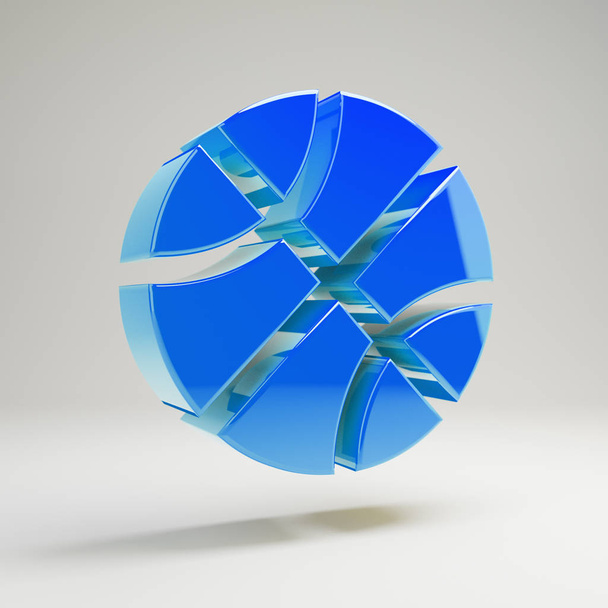 Icône de ballon de basket volumétrique bleu brillant isolé sur fond blanc
. - Photo, image