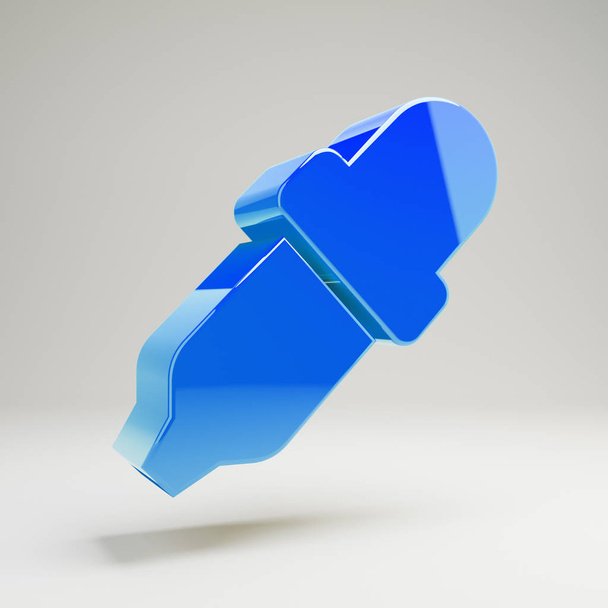 Odměrný lesklý modrý pohled ikona Dropper izolovaný na bílém pozadí. - Fotografie, Obrázek