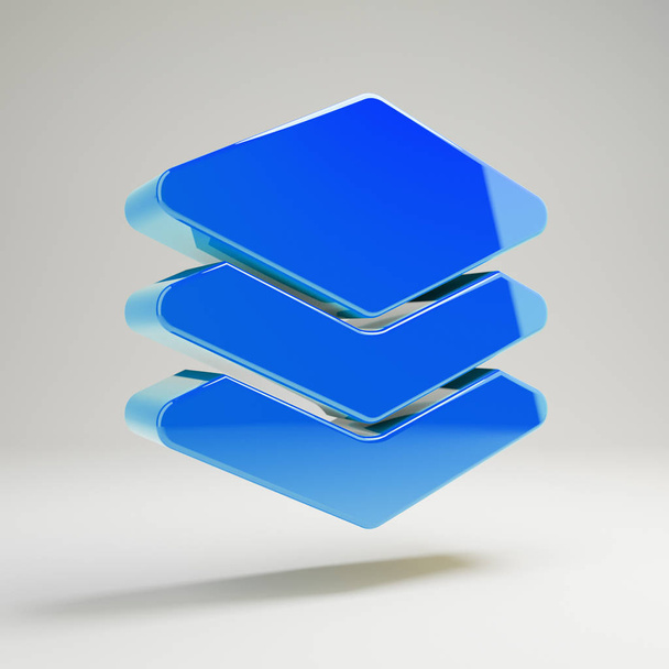 Icono volumétrico de Grupo de Capas azul brillante aislado sobre fondo blanco
. - Foto, Imagen