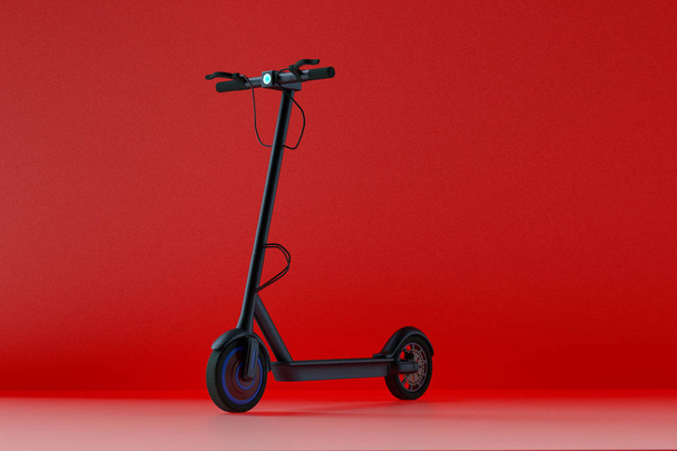 an electro scooter in a red room (3d rendering) - Foto, Imagen