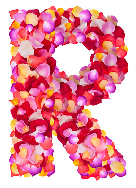 Letter R made from colorful petals rose - Foto, afbeelding