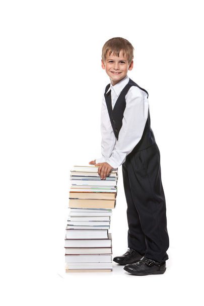Boy and books - Фото, изображение