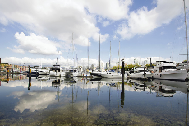 Marina Reflection at Granville Island Vancouver BC - Photo, Image