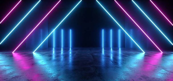 Neon leuchtende Lichter retro Cyber-Dreieck blau lila leuchtend fl - Foto, Bild