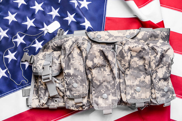 Military vest on USA flag - Zdjęcie, obraz