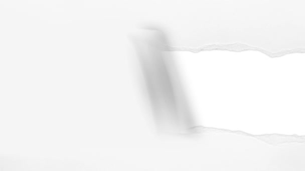 Wit rippen gescheurd papier achtergrond/4k animatie van een wit verscheurde papier achtergrond met matte laag en groen scherm versie voor masker effect - Video